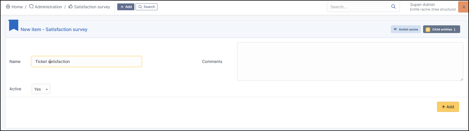 add satisfaction survey